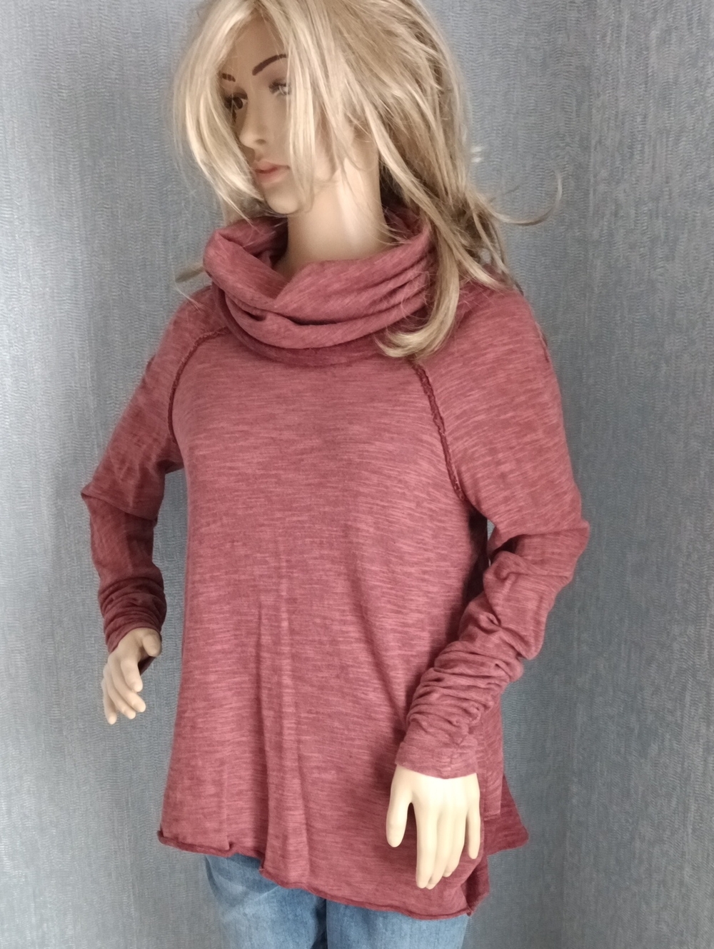 Free People Beach  Dusty Rose Cowl Neck Pullover